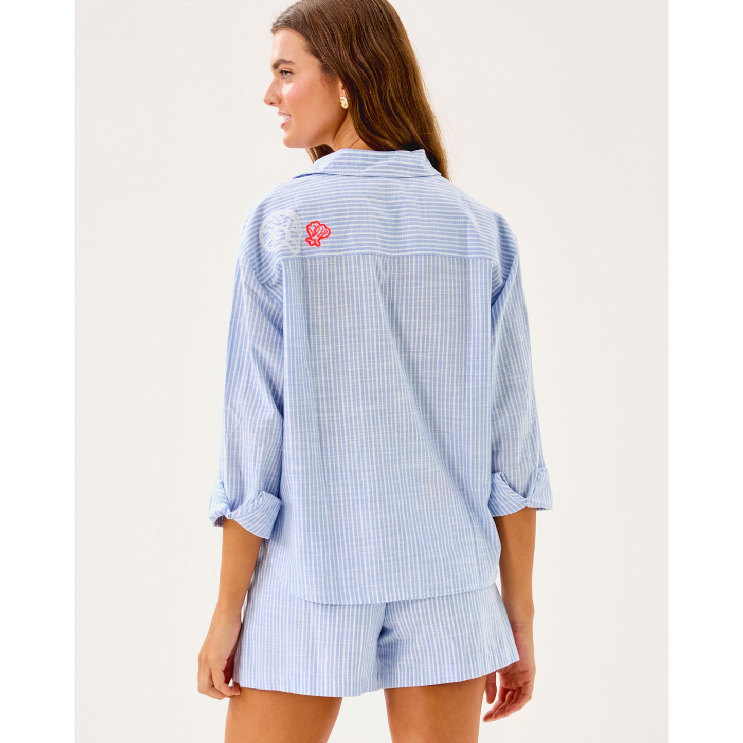 Bondi Button Down - Jacaranda Blue Beach Day