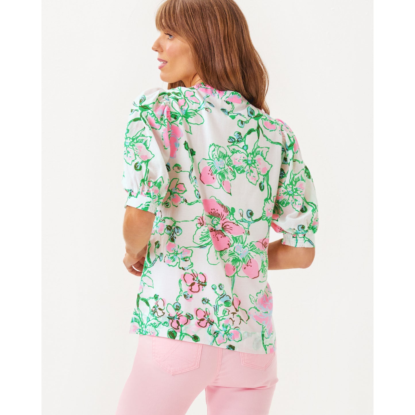 Brinelle Top - Multi Oversized Orchids on The Avenue