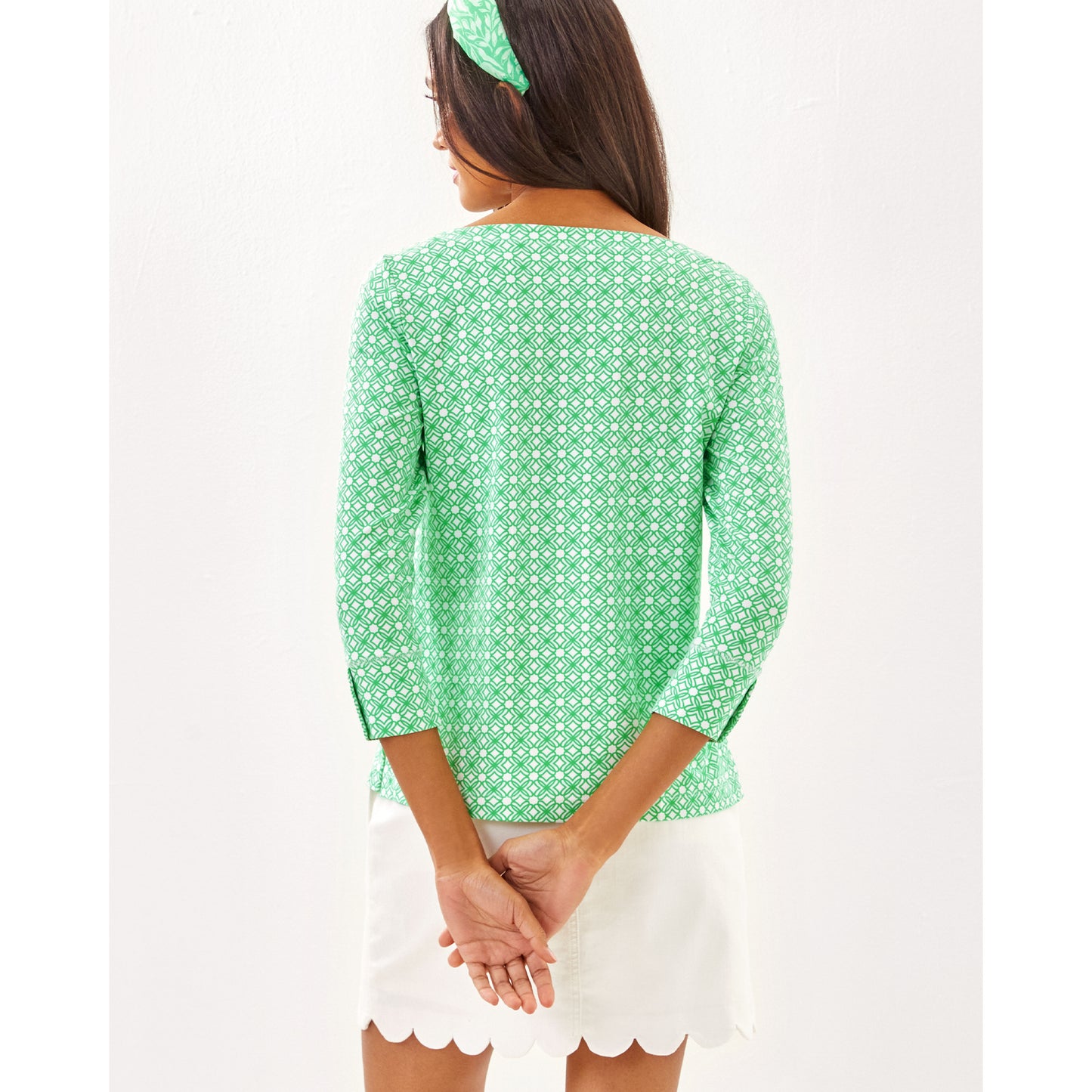 Callison Upf 50+ Top - Fauna Green X Resort White Butterfly Pattern