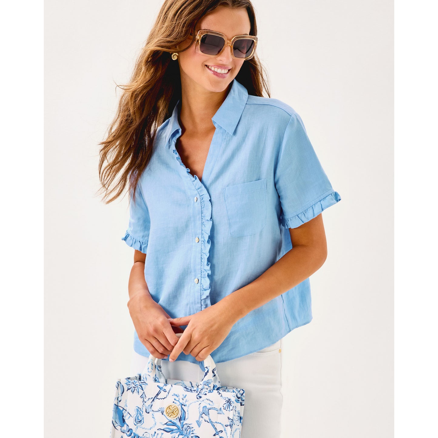 Carden Ruffle Top - Jacaranda Blue