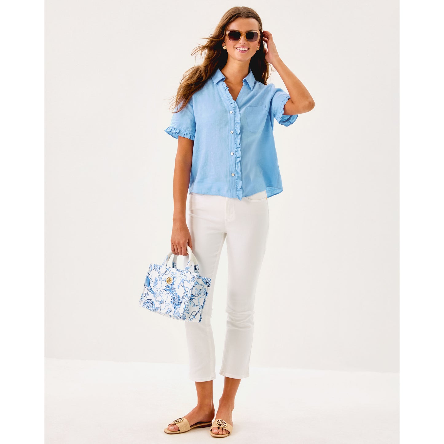 Carden Ruffle Top - Jacaranda Blue