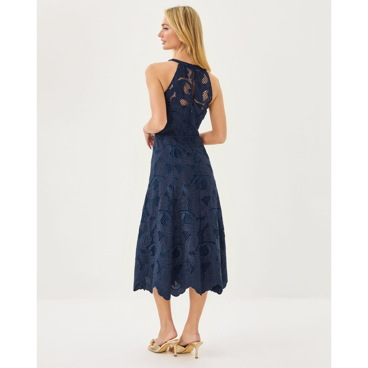 Denise Lace Midi Dress - Low Tide Navy