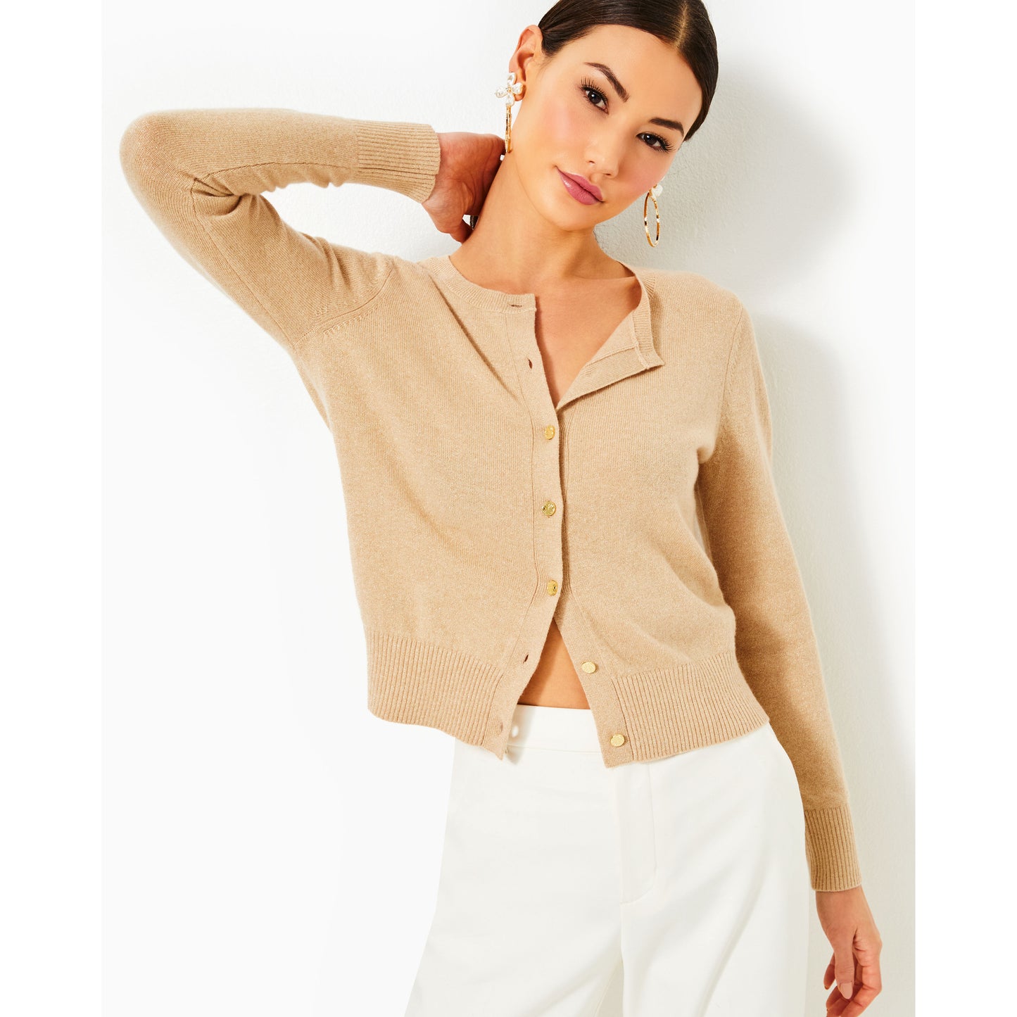 Fairley Cashmere Cardigan - HEATHERED SAND BAR METALLIC