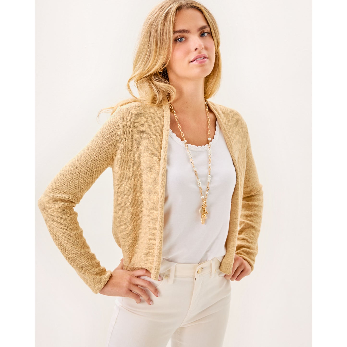 Faretta Cardigan - Wicker Tan Metallic