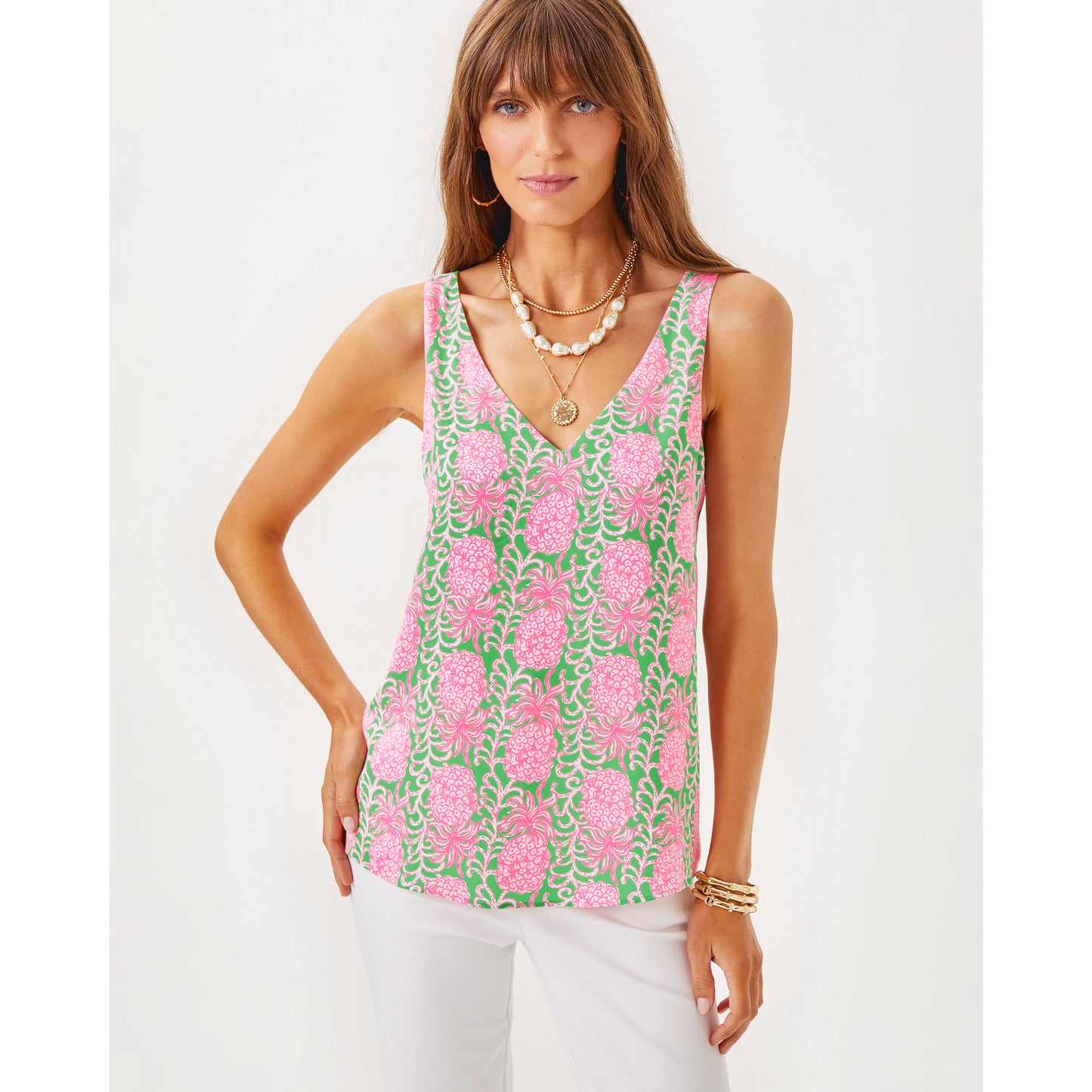 Florin Straight Hem Top - Fauna Green Party Like A Pineapple