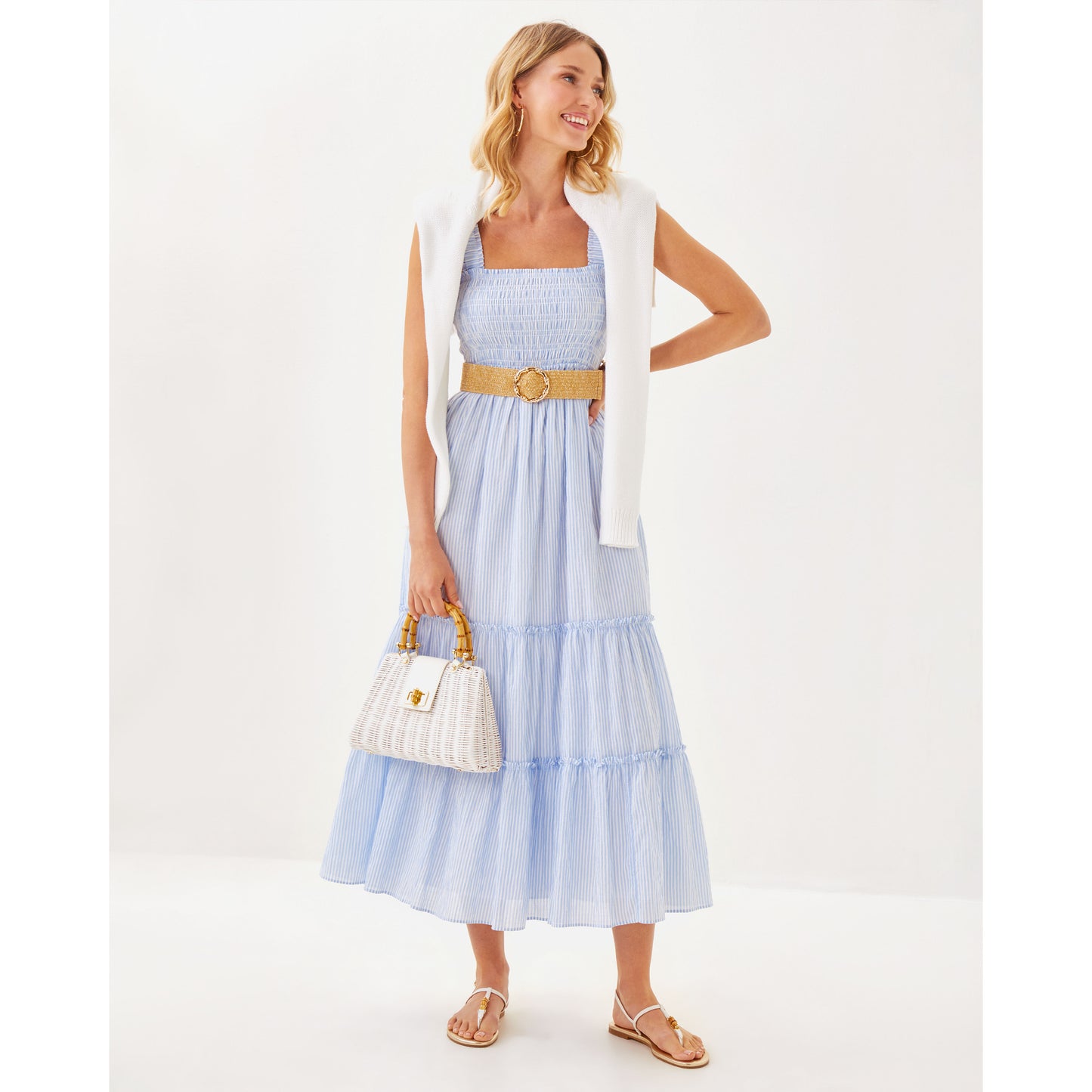 Hadly Smocked Maxi Dress - Jacaranda Blue Oxford