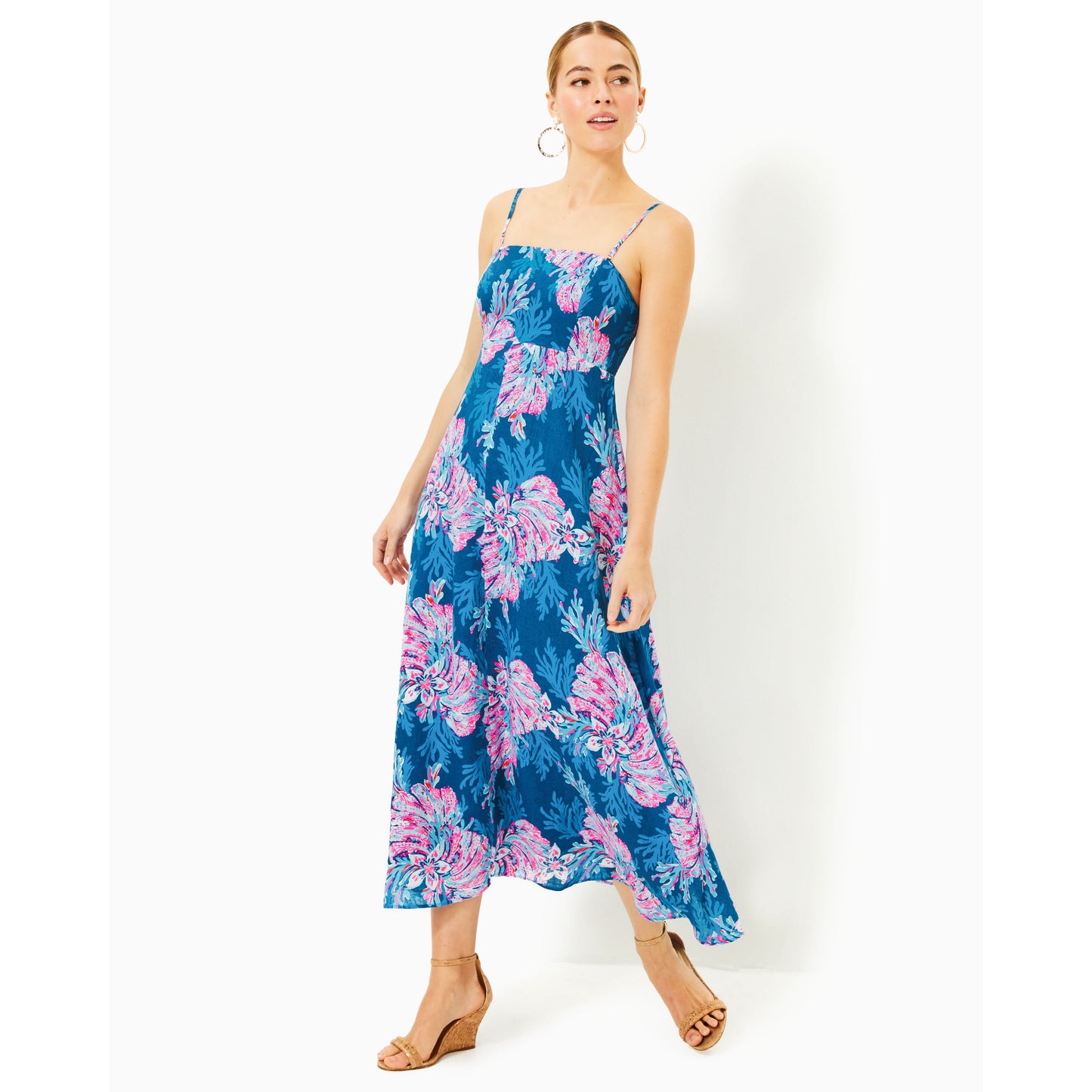 Jorgian Linen Midi Dress - Multi For The Fans