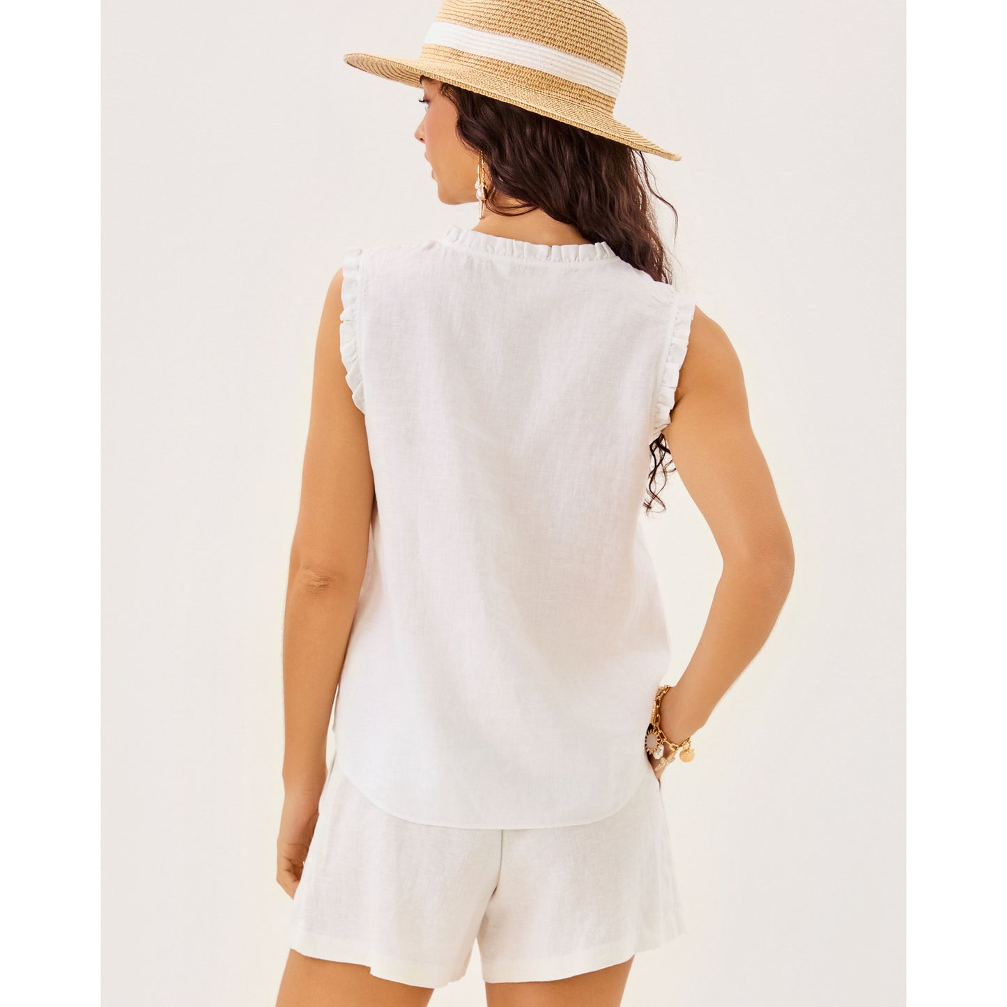 Kavalla Sleeveless Ruffle Top - Resort White