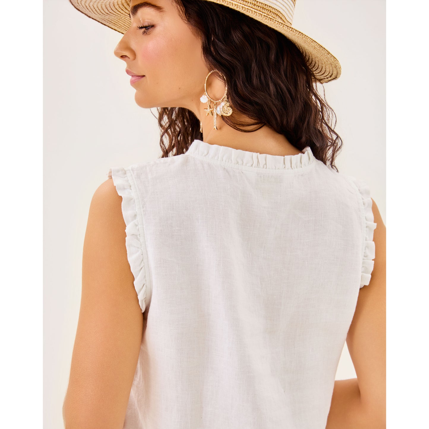 Kavalla Sleeveless Ruffle Top - Resort White