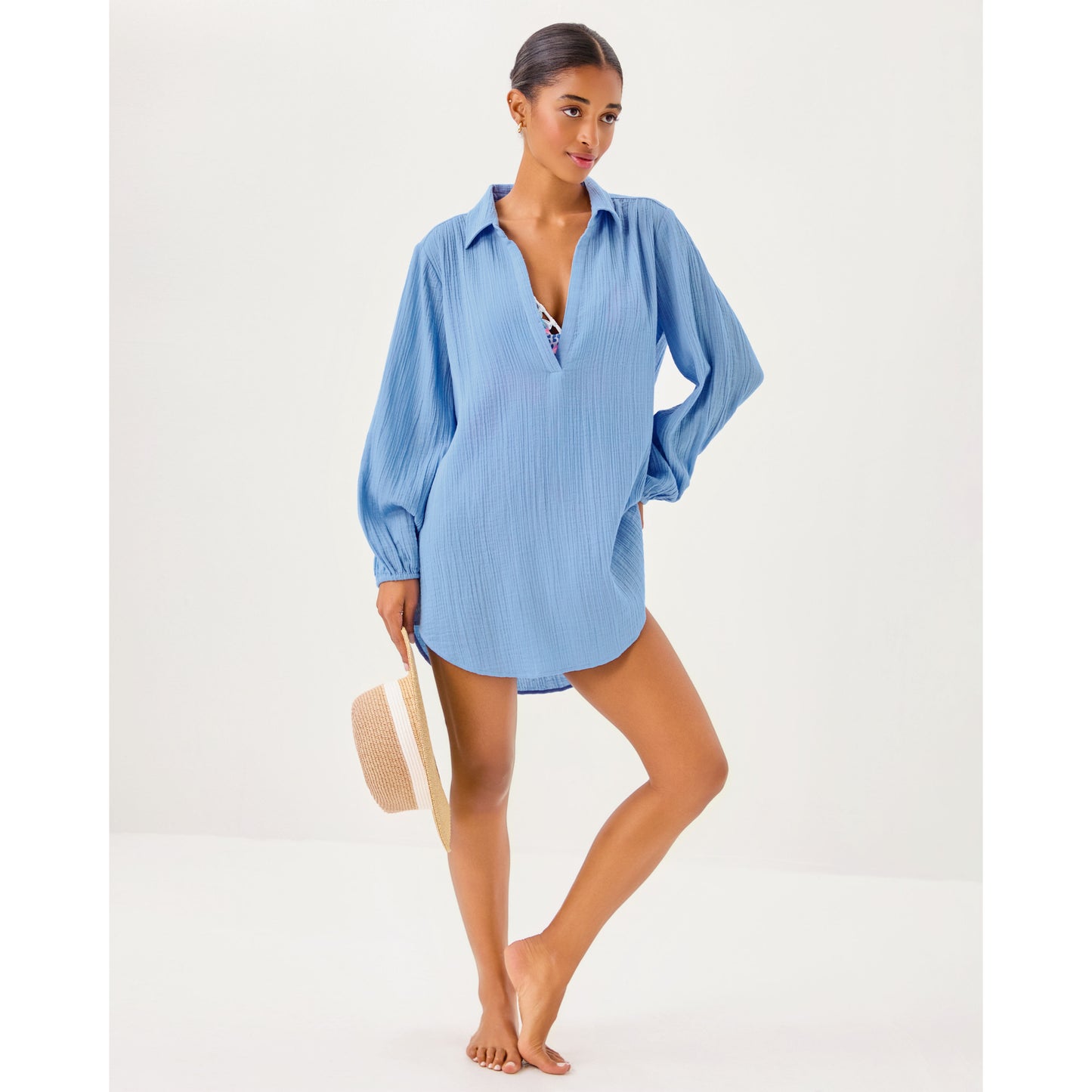 Kique Long Sleeve Coverup - Jacaranda Blue