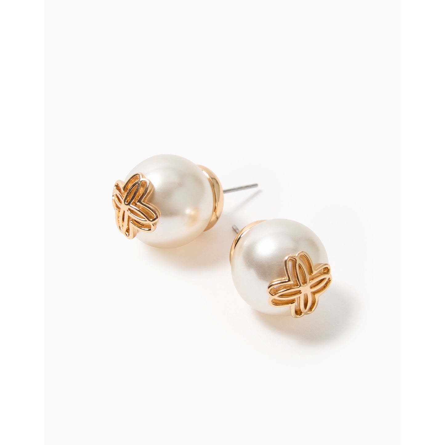 LP Logo Pearl Stud Earrings - Resort White