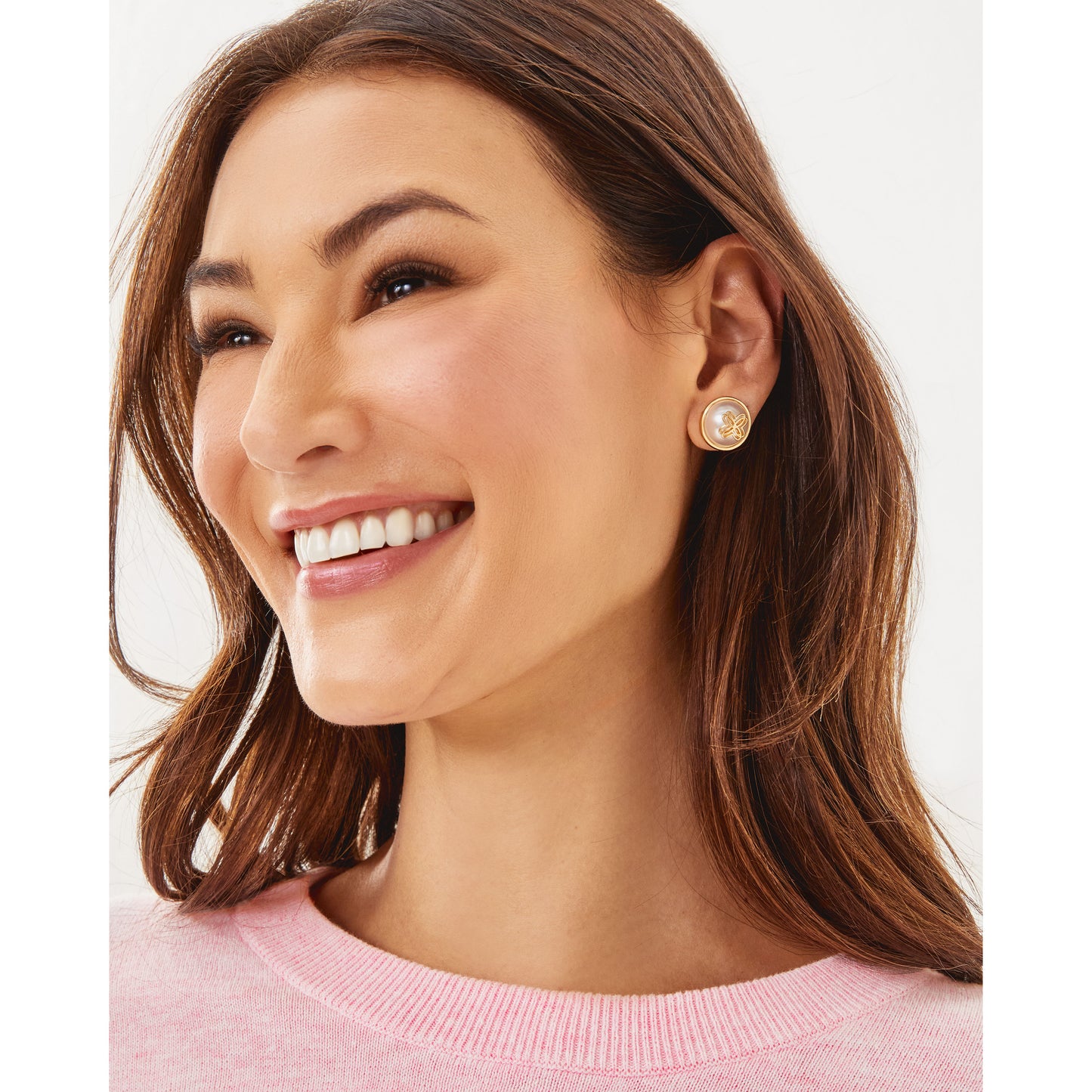 LP Logo Pearl Stud Earrings - Resort White