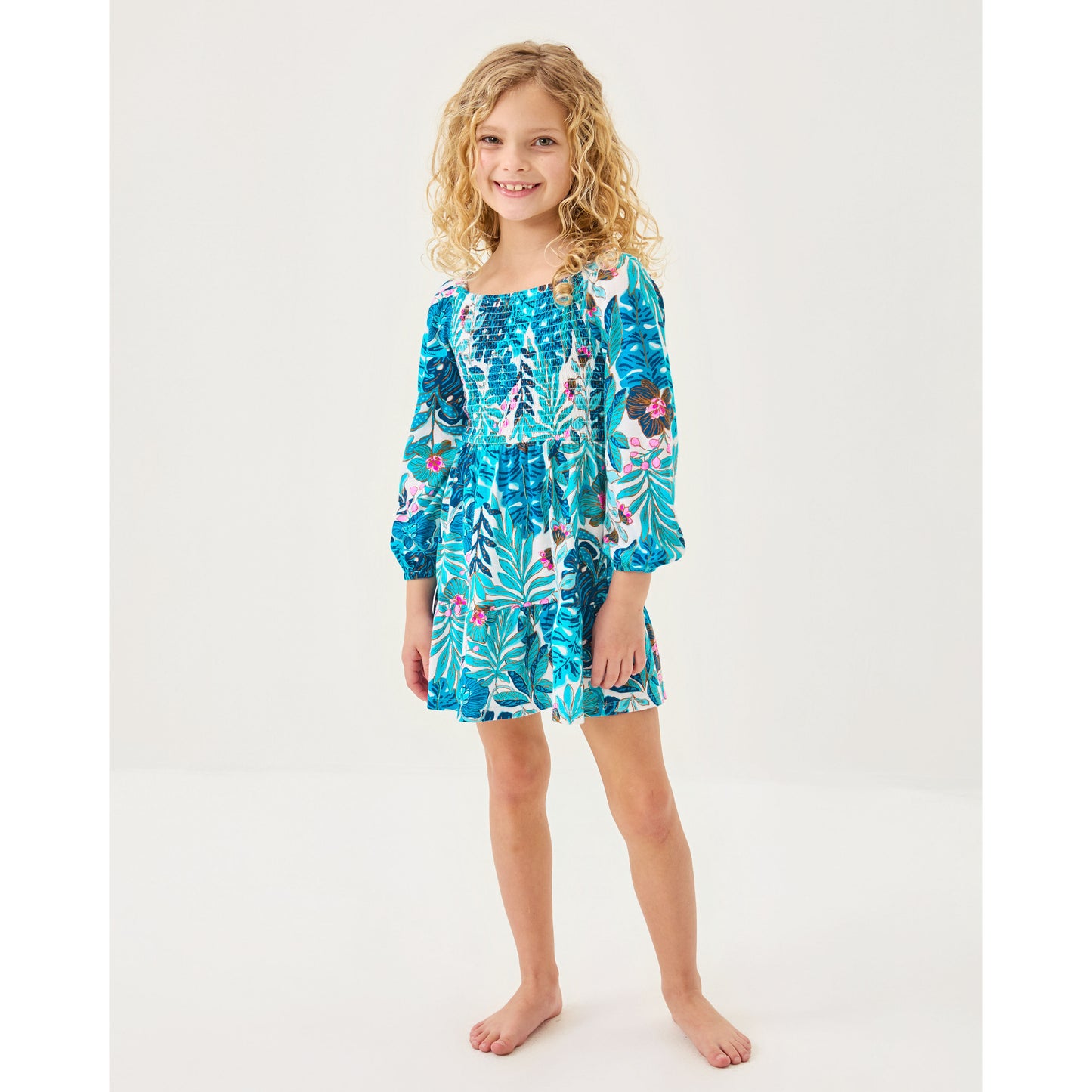 Mini Jilly Long Sleeved Dress - Breezy Aqua