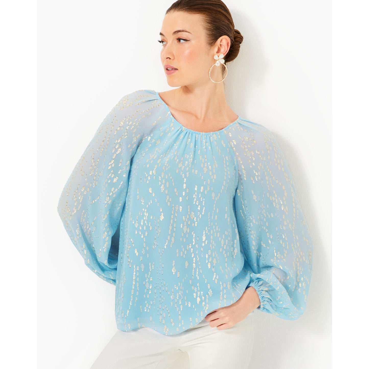 Noraleen Silk Top - Bonaire Blue Fish Clip