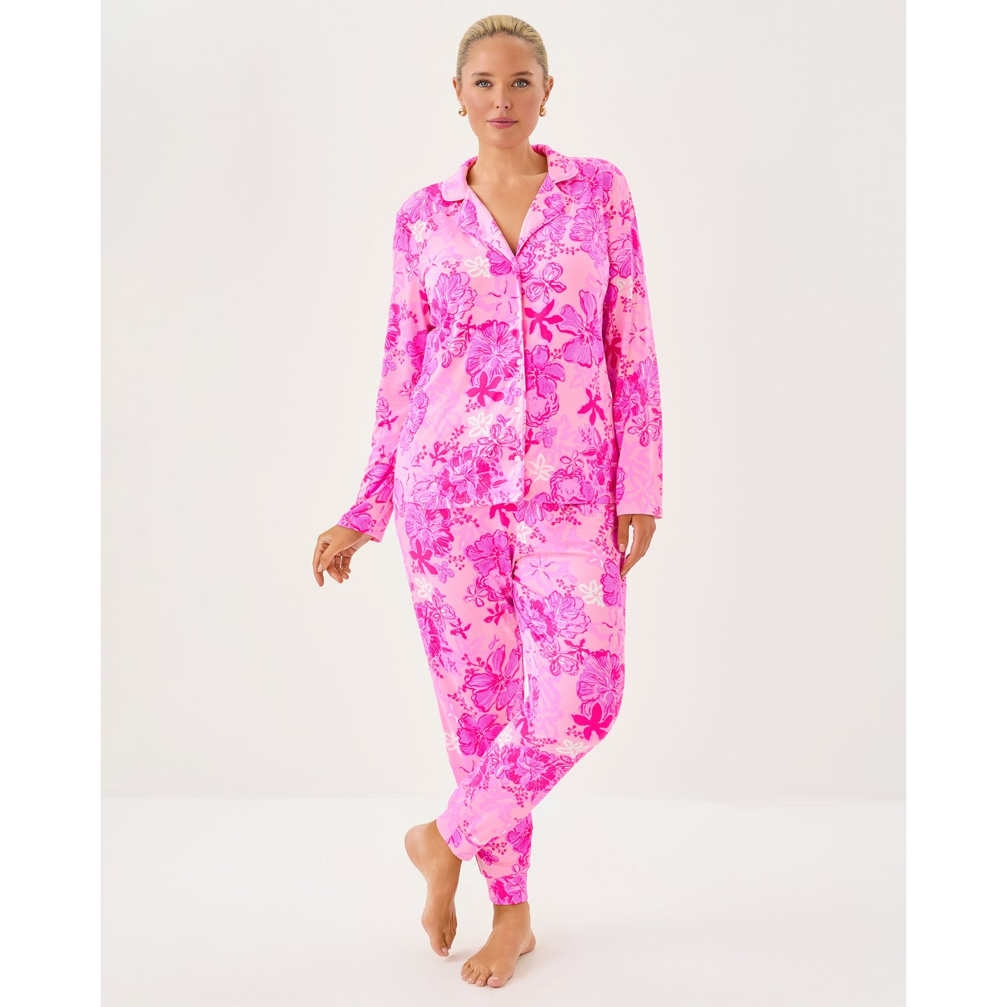 Pj Knit Long Sleeve Button-Up Top - Parigi Pink