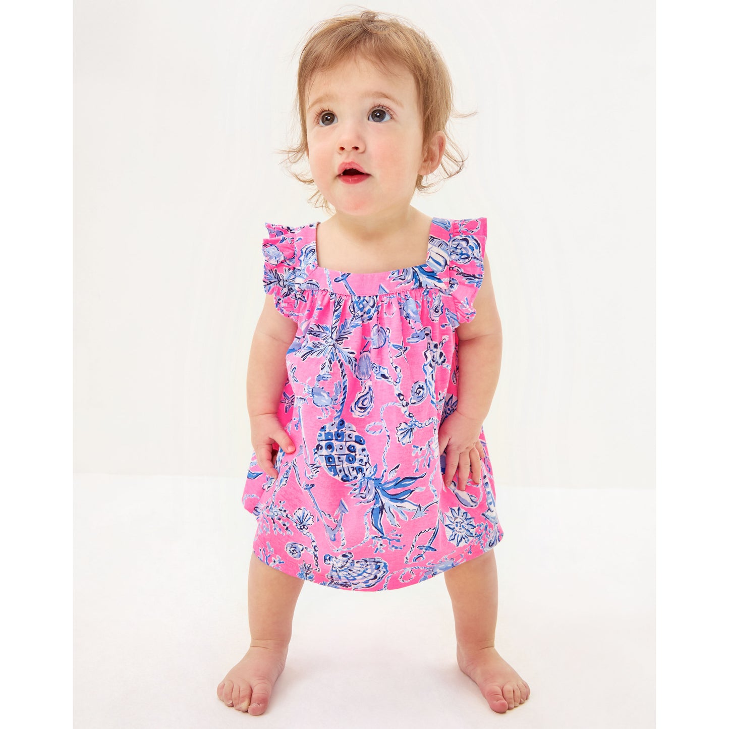 Plumeria Infant Dress - Rousseau Pink Barefoot Beachcombers
