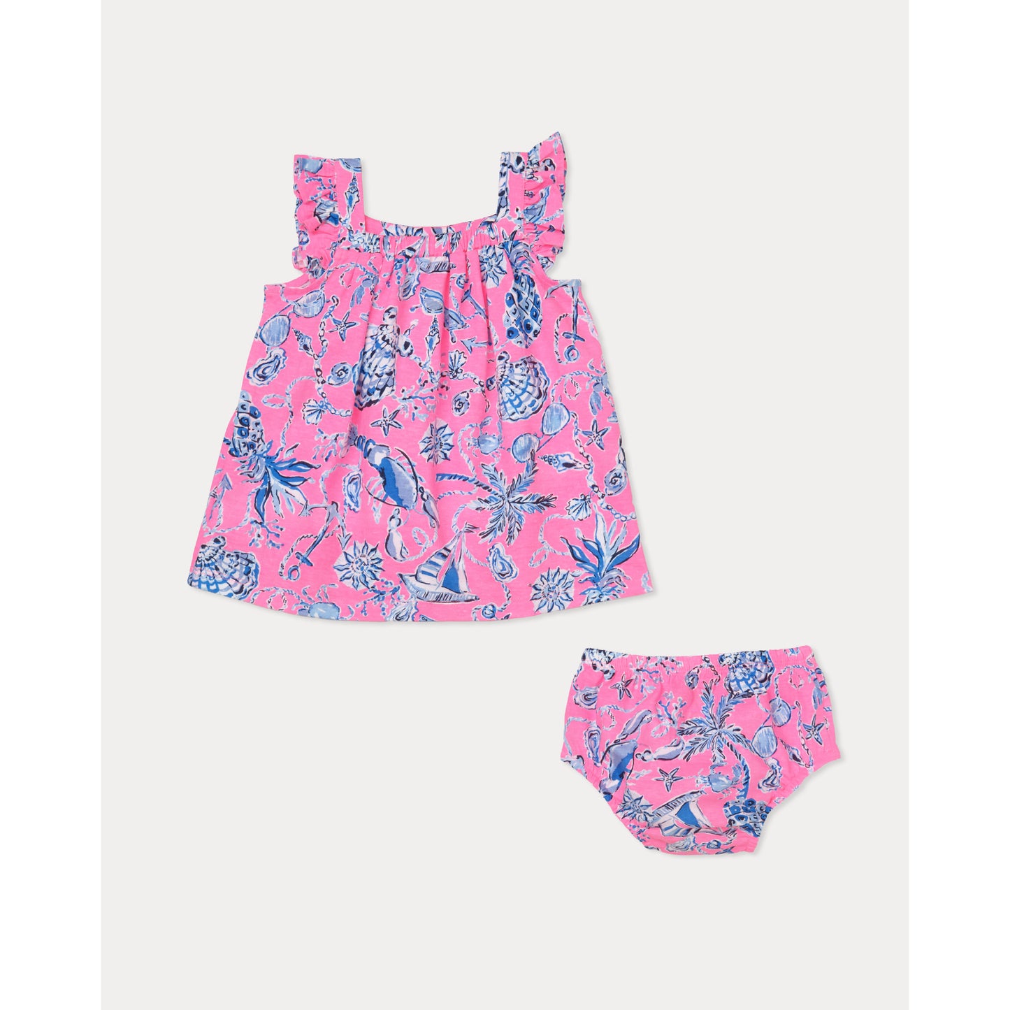 Plumeria Infant Dress - Rousseau Pink Barefoot Beachcombers