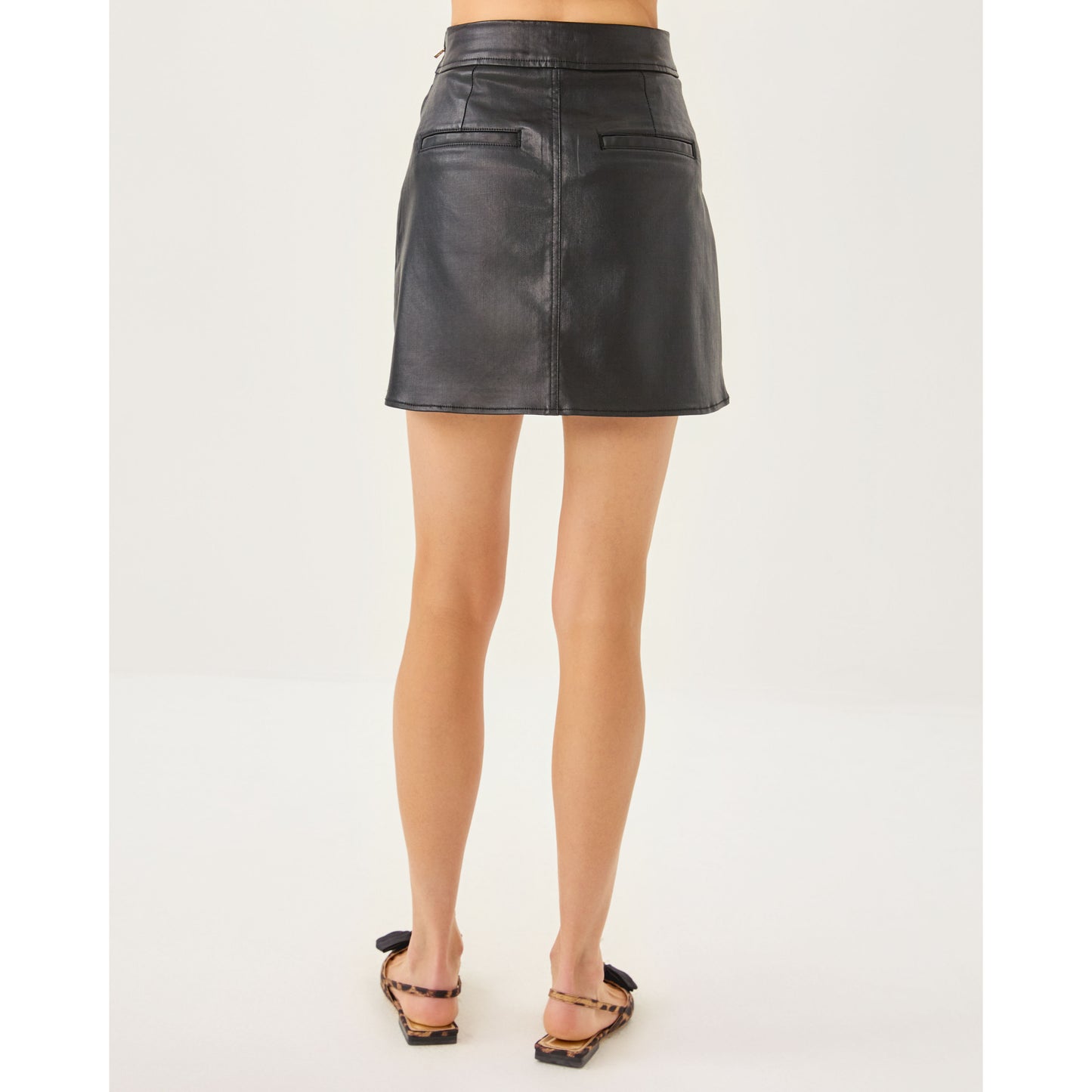 Sarissa Stretch Coated Mini Skirt - Noir