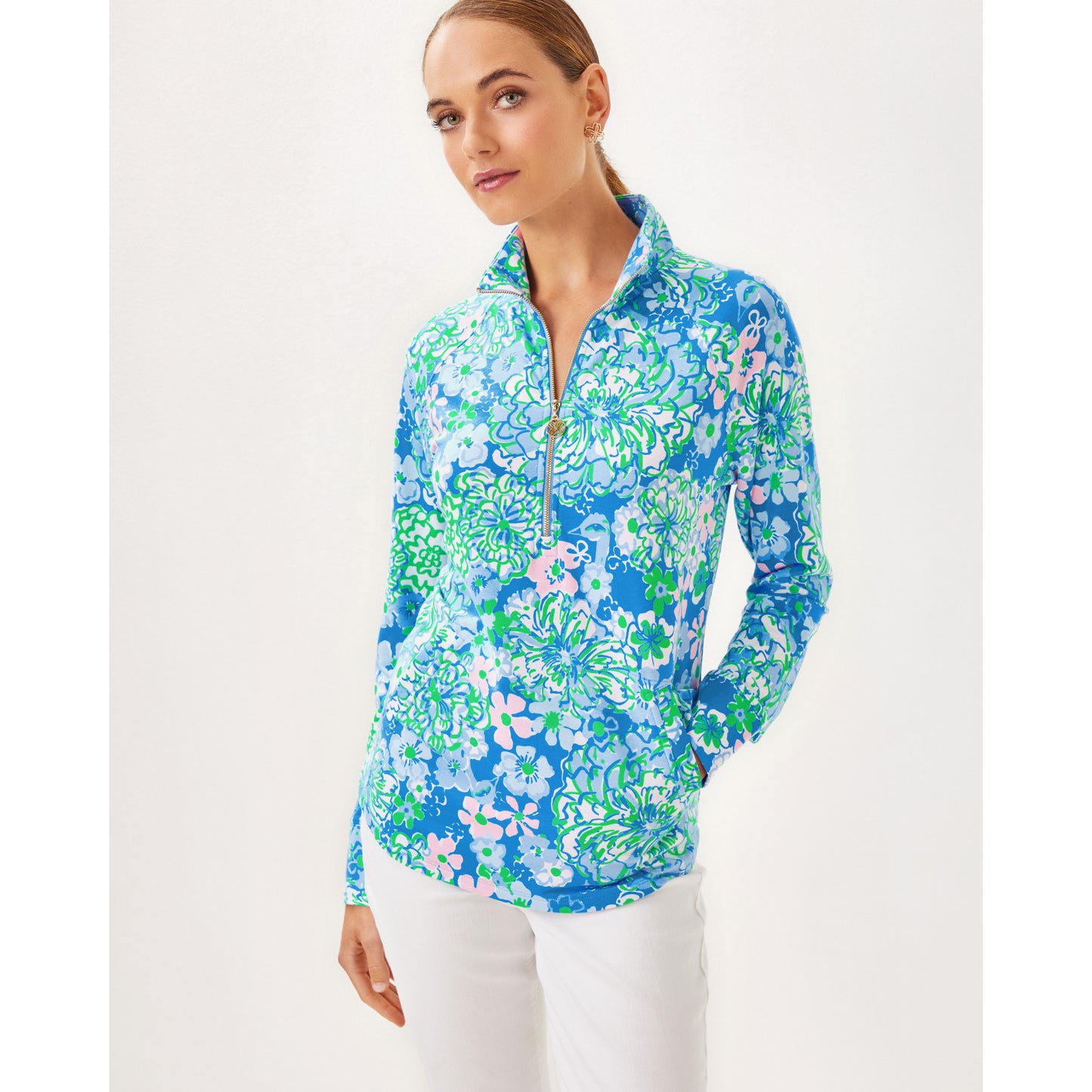 Upf 50+ Skipper Popover - Sunwashed Blue Plumes in Bloom