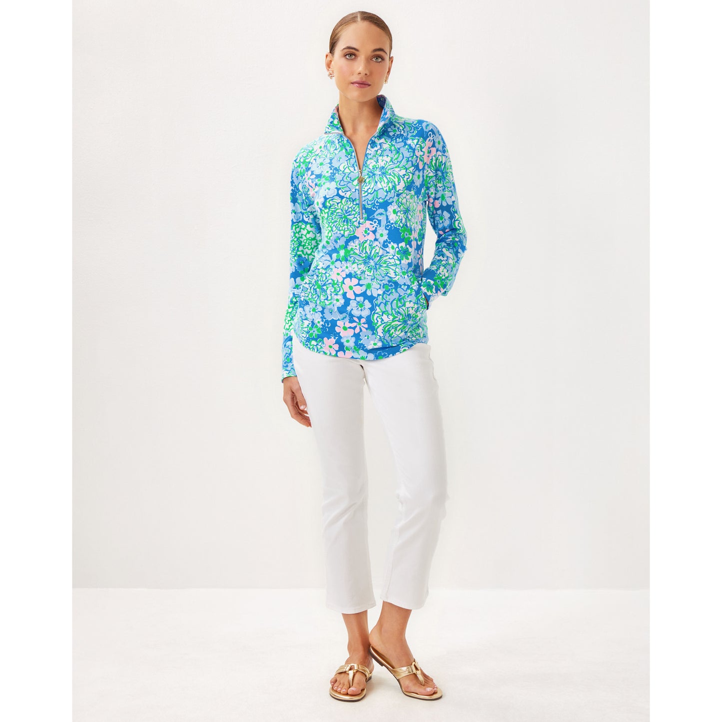 Upf 50+ Skipper Popover - Sunwashed Blue Plumes in Bloom