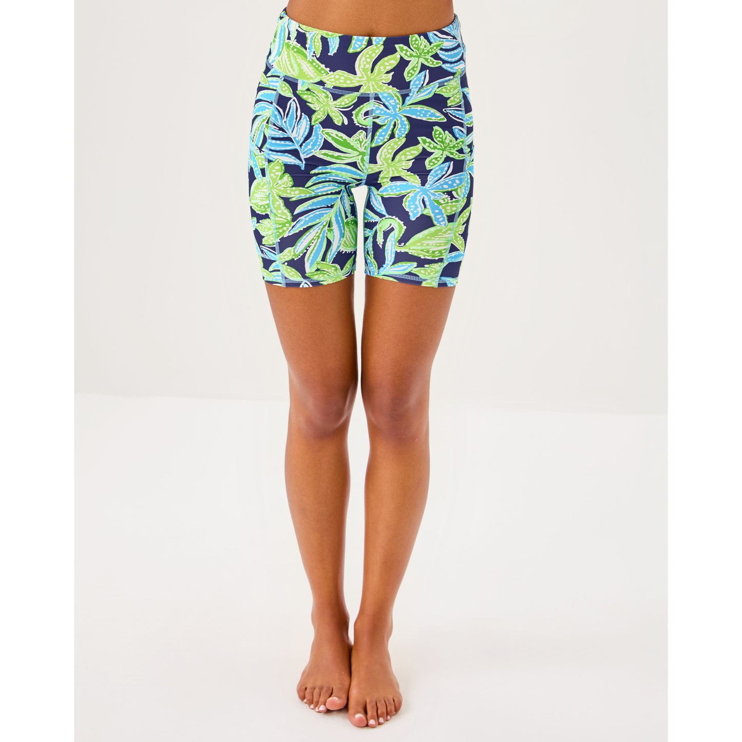 Weekender High Rise Bike Short - Sapphire Pool Tropical Tango