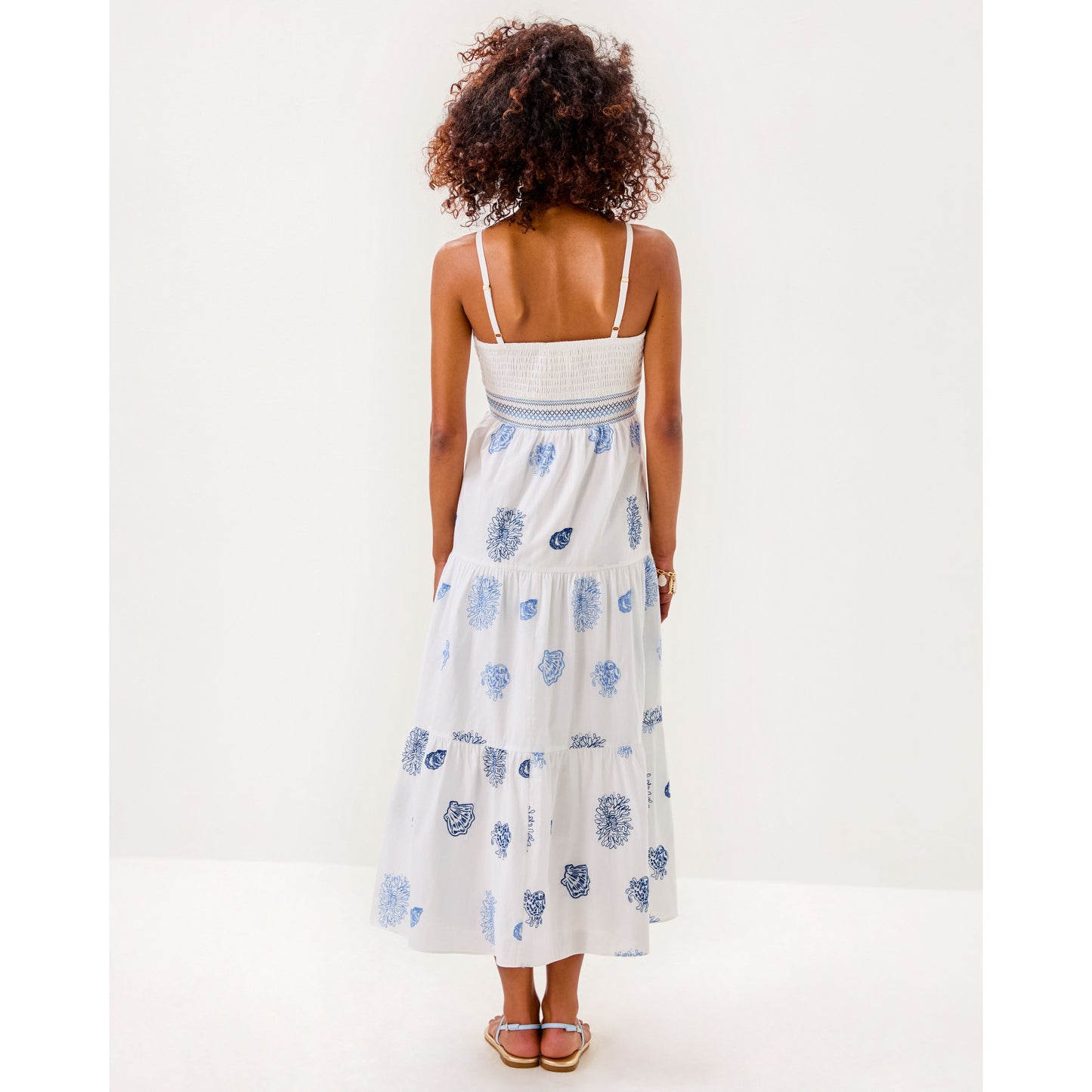 Zanna Embroidered Cotton Midi Dress - Resort White Castaway Embroidery