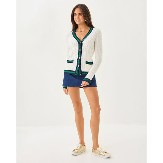 Brockton Cardigan - Coconut X Fiddle Leaf Green Tipping