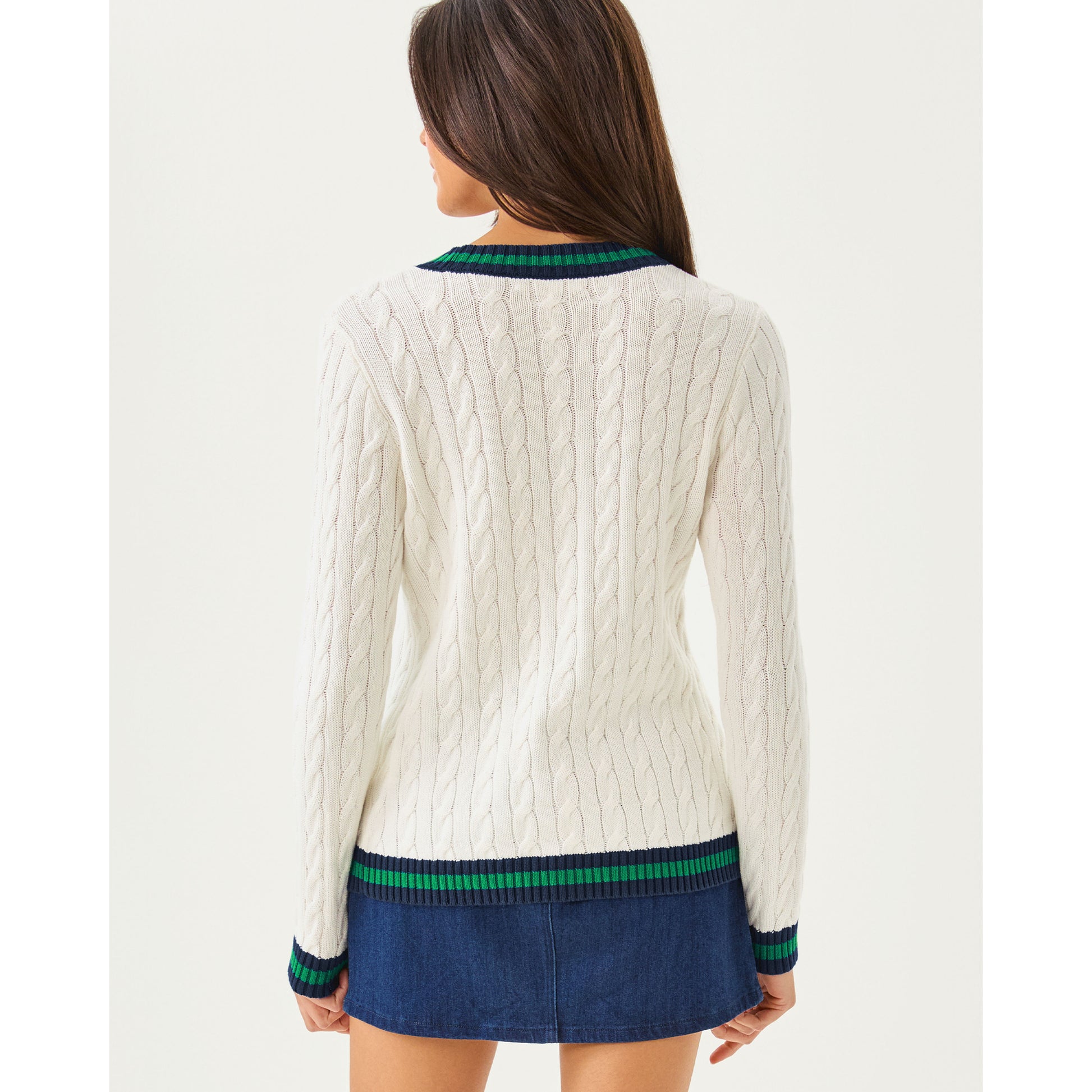 Brockton Cardigan - Coconut X Fiddle Leaf Green Tipping