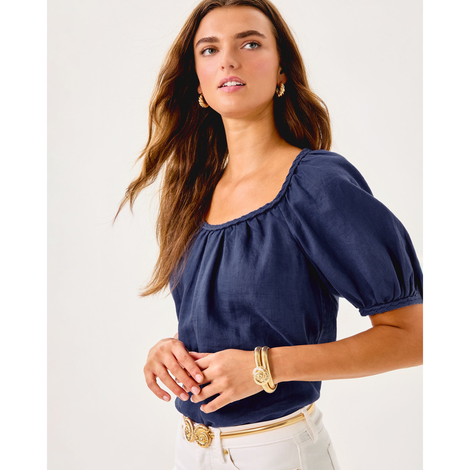 Calais Short Sleeve Top - Sapphire Pool