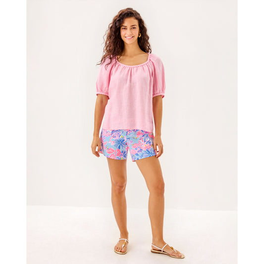 Calais Short Sleeve Top - Conch Shell Pink X Resort White