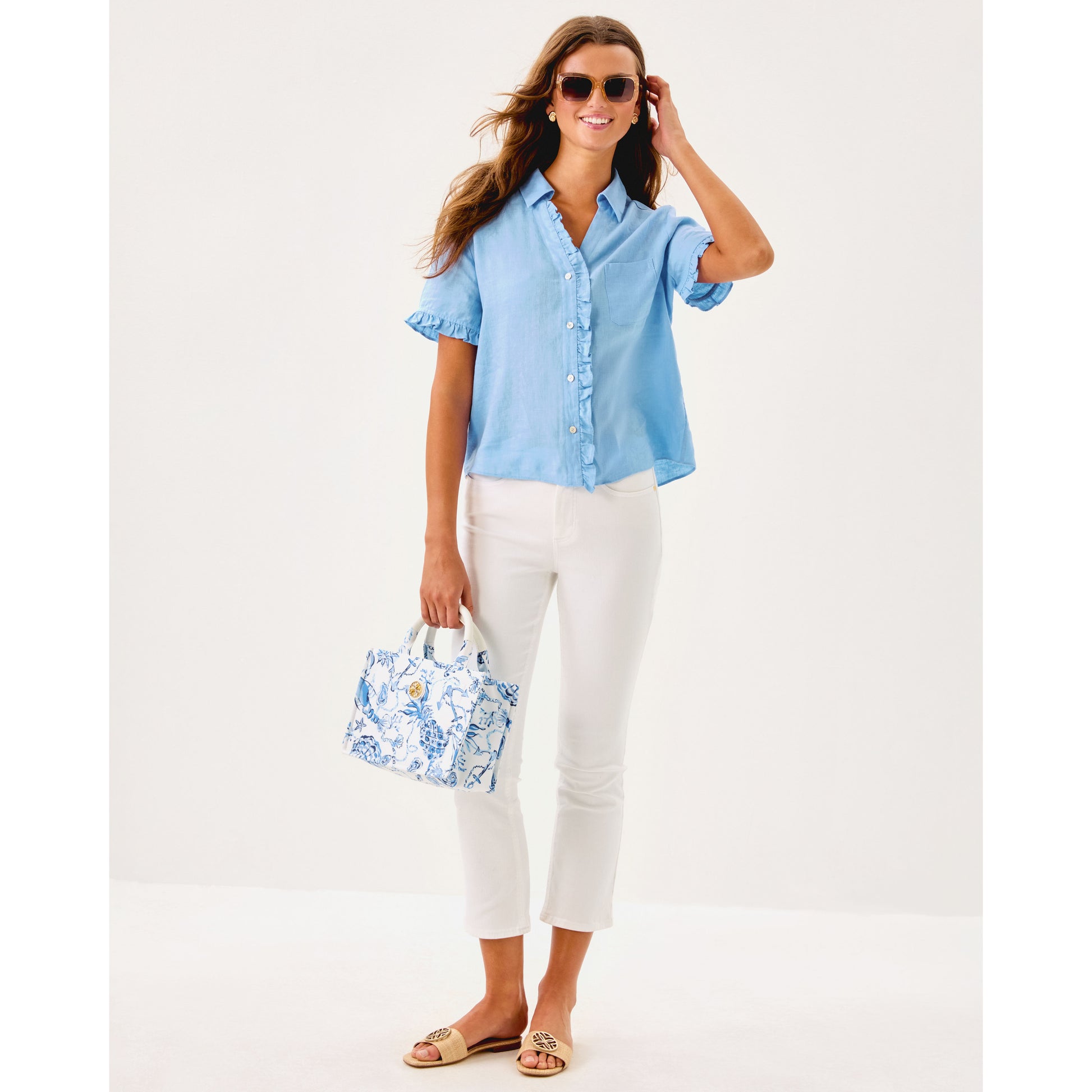Carden Ruffle Top - Jacaranda Blue