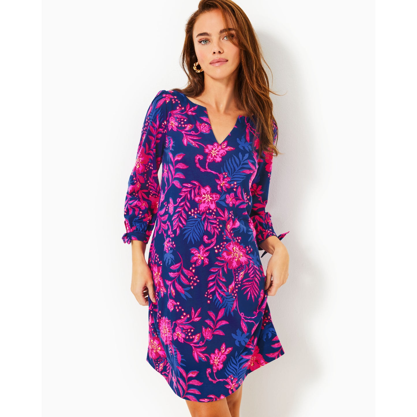 Cath 3/4 Sleeve Dress - Blue Med