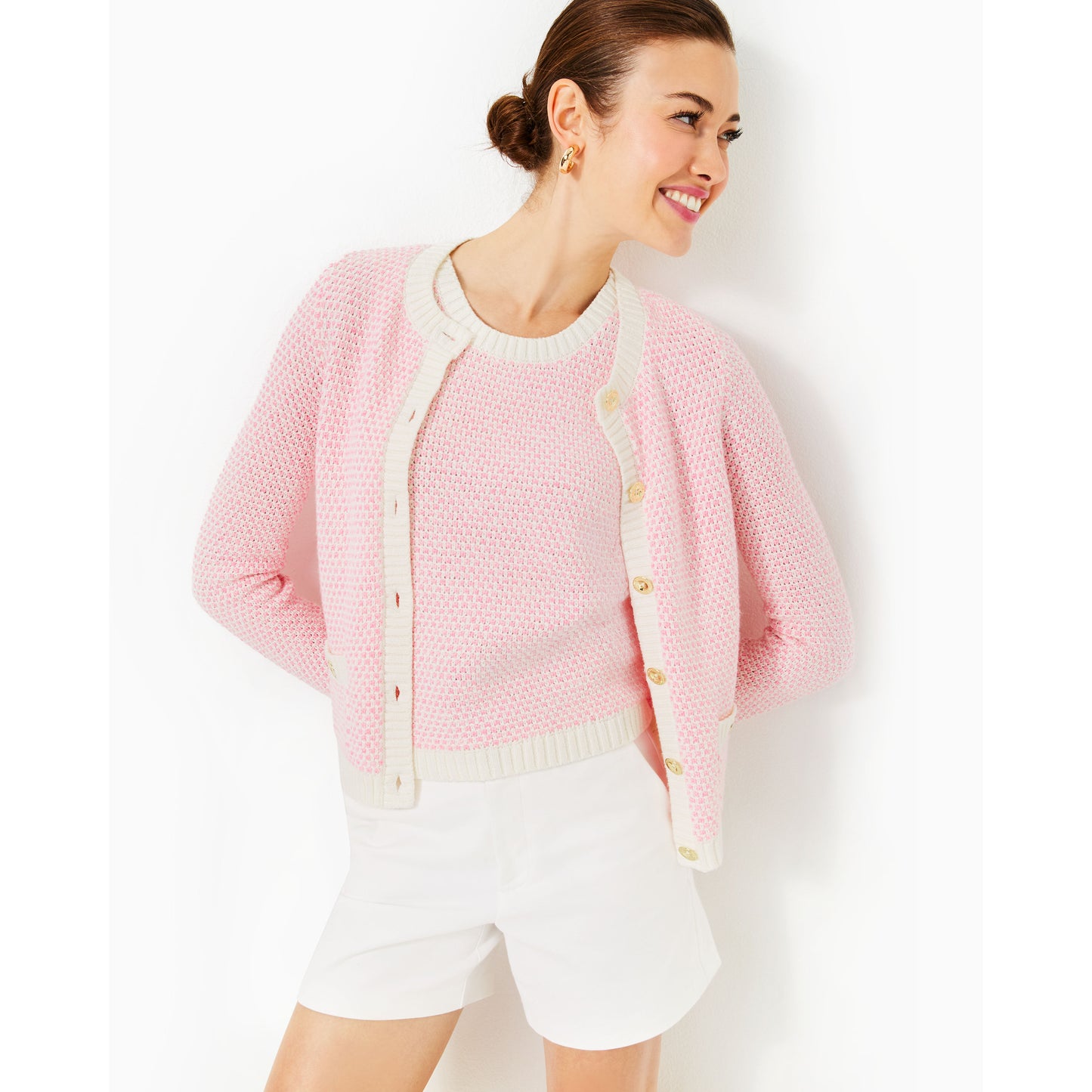 Cavan Sweater Set - Heathered Conch Shell Pink Coastal Check