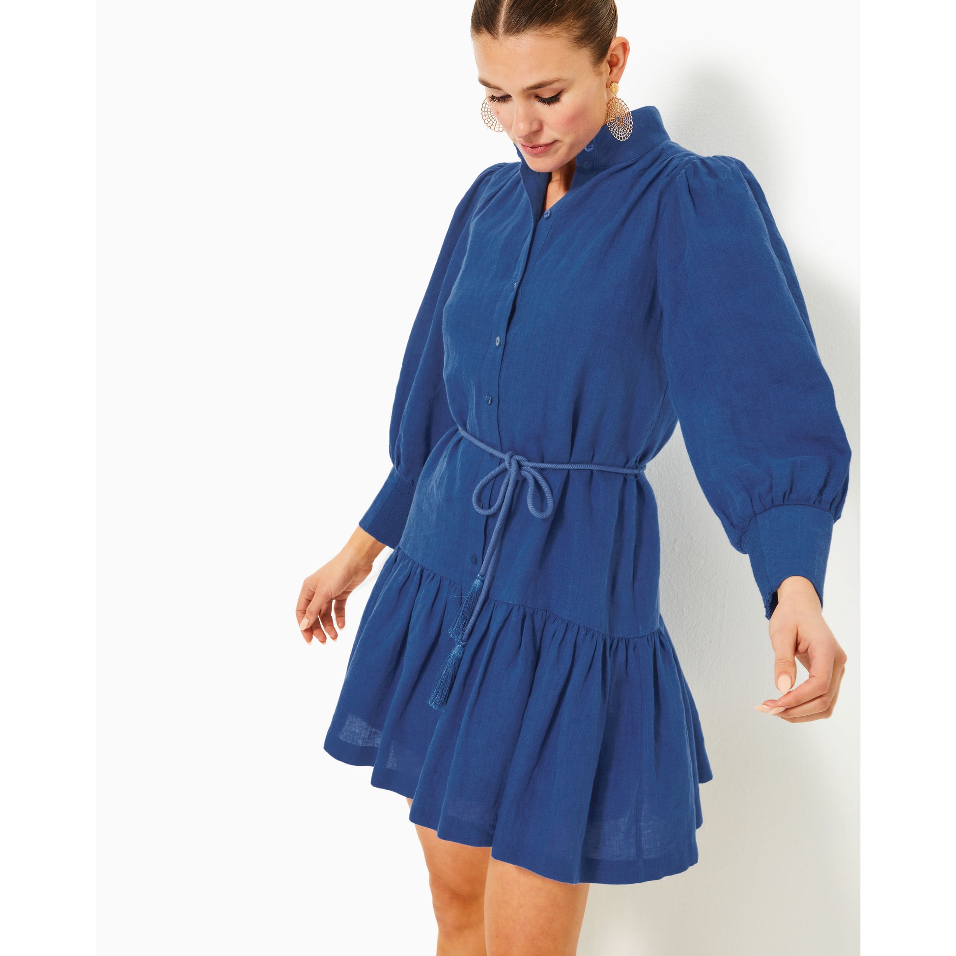 Drena Linen Dress - Martinique Blue X Blue Med