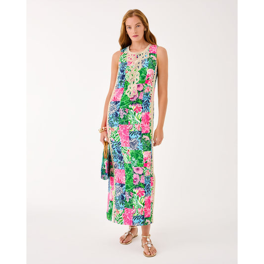 Edita Maxi Shift Dress - Multi Party Punch Patch