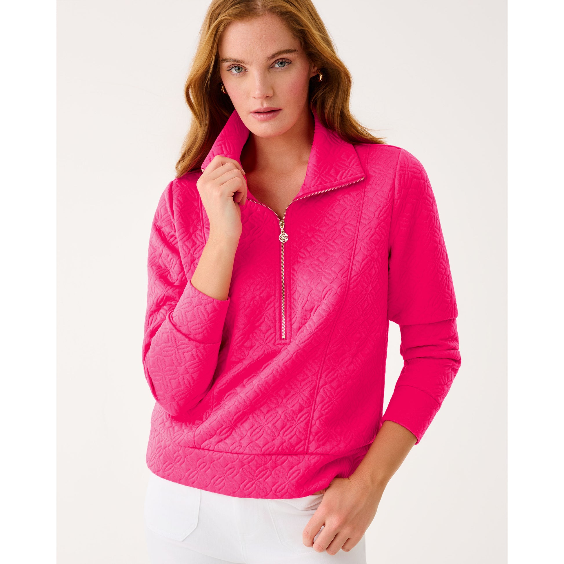 Eleni Pullover - Sun Shell Pink Butterfly Quilted Knit