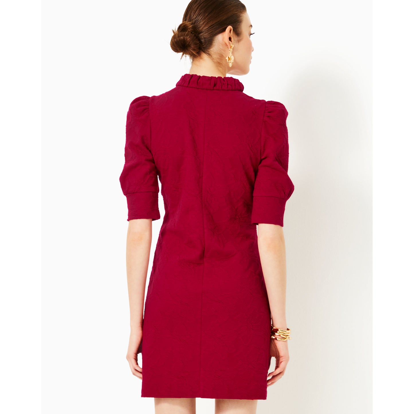 Elsey Elbow Sleeve Dress - Malbec