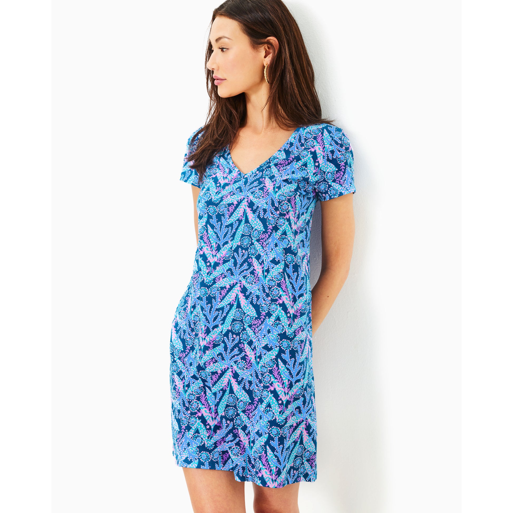 Etta Short Sleeve Dress - Barton Blue Star Gazing