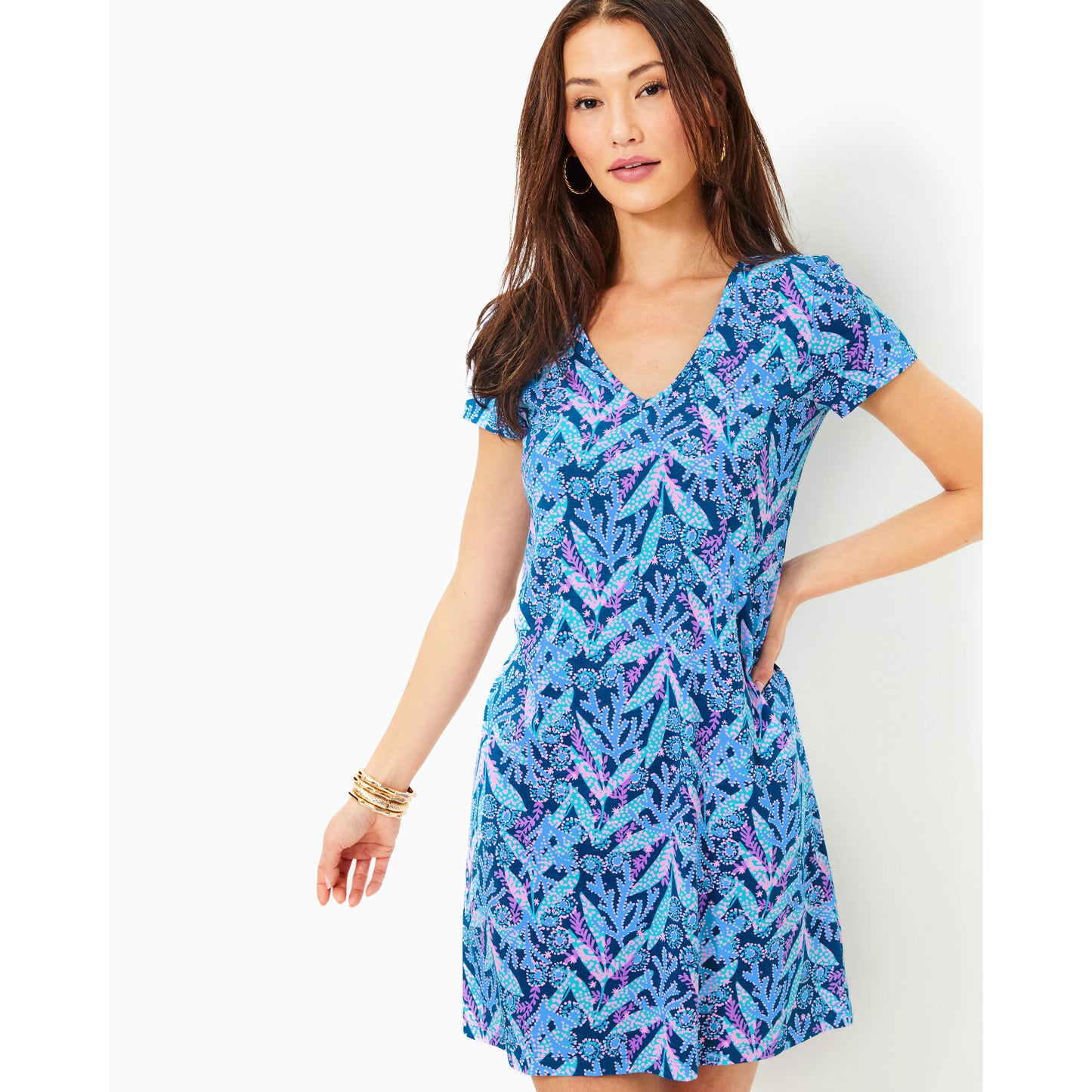 Etta Short Sleeve Dress - Barton Blue Star Gazing