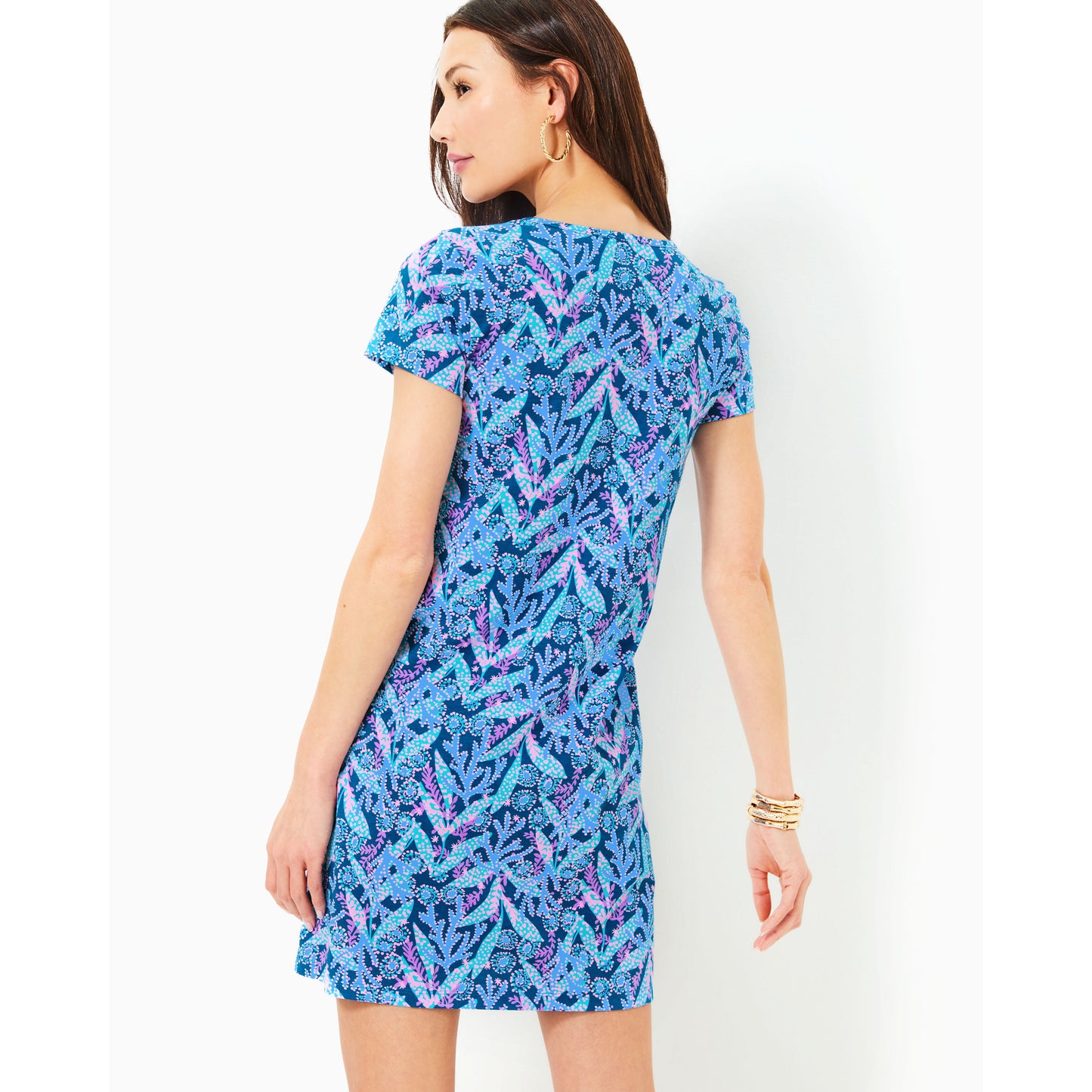 Etta Short Sleeve Dress - Barton Blue Star Gazing