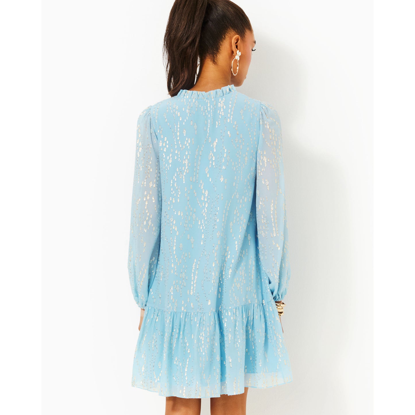 Evaline Silk Dress - Bonaire Blue Fish Clip