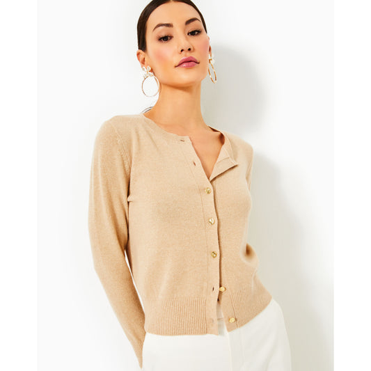 Fairley Cashmere Cardigan - HEATHERED SAND BAR METALLIC