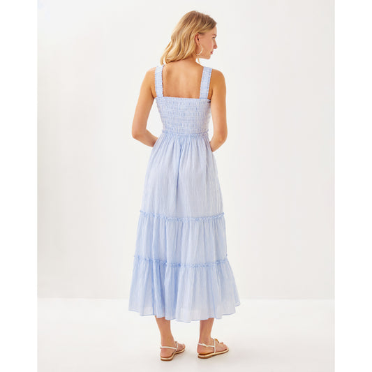 Hadly Smocked Maxi Dress - Jacaranda Blue Oxford