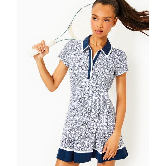 Jessamy Dress Upf 50+ - Low Tide Navy x Resort White Butterfly Pattern