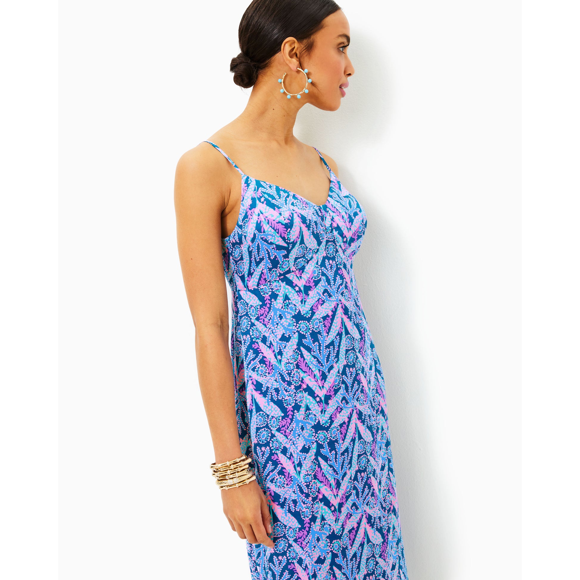 Keana Satin Midi Slip Dre - Barton Blue