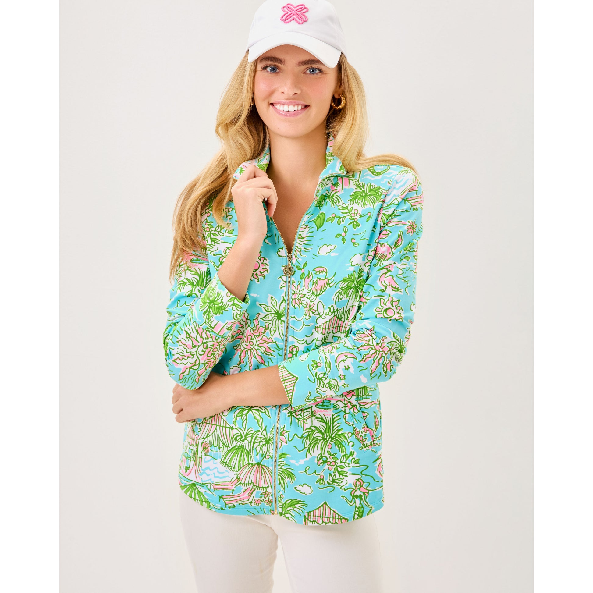 Leona UPF 50+ Zip-Up - Fresh Water Blue