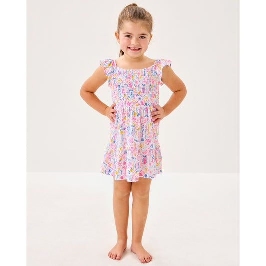 Mini Jilly Dress - Multi Elephant Serenade