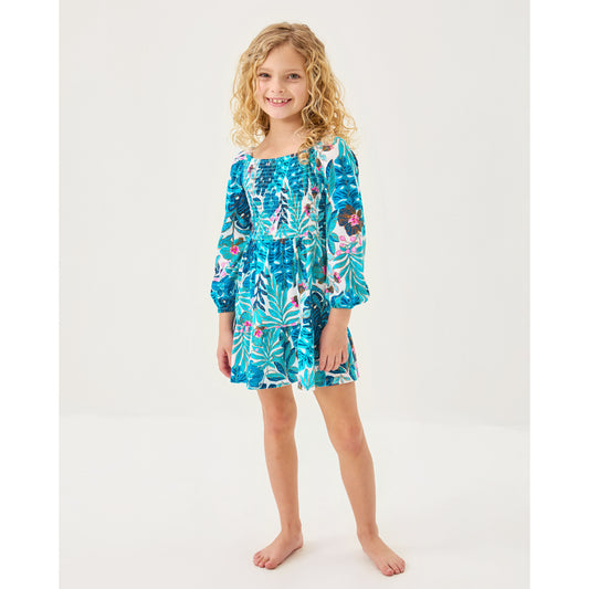 Mini Jilly Long Sleeved Dress - Breezy Aqua