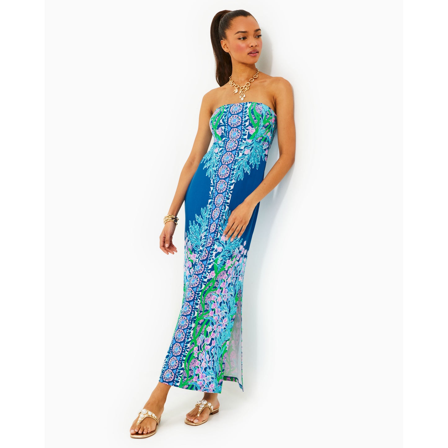 Noa Strapless Maxi Dress - Barton Blue