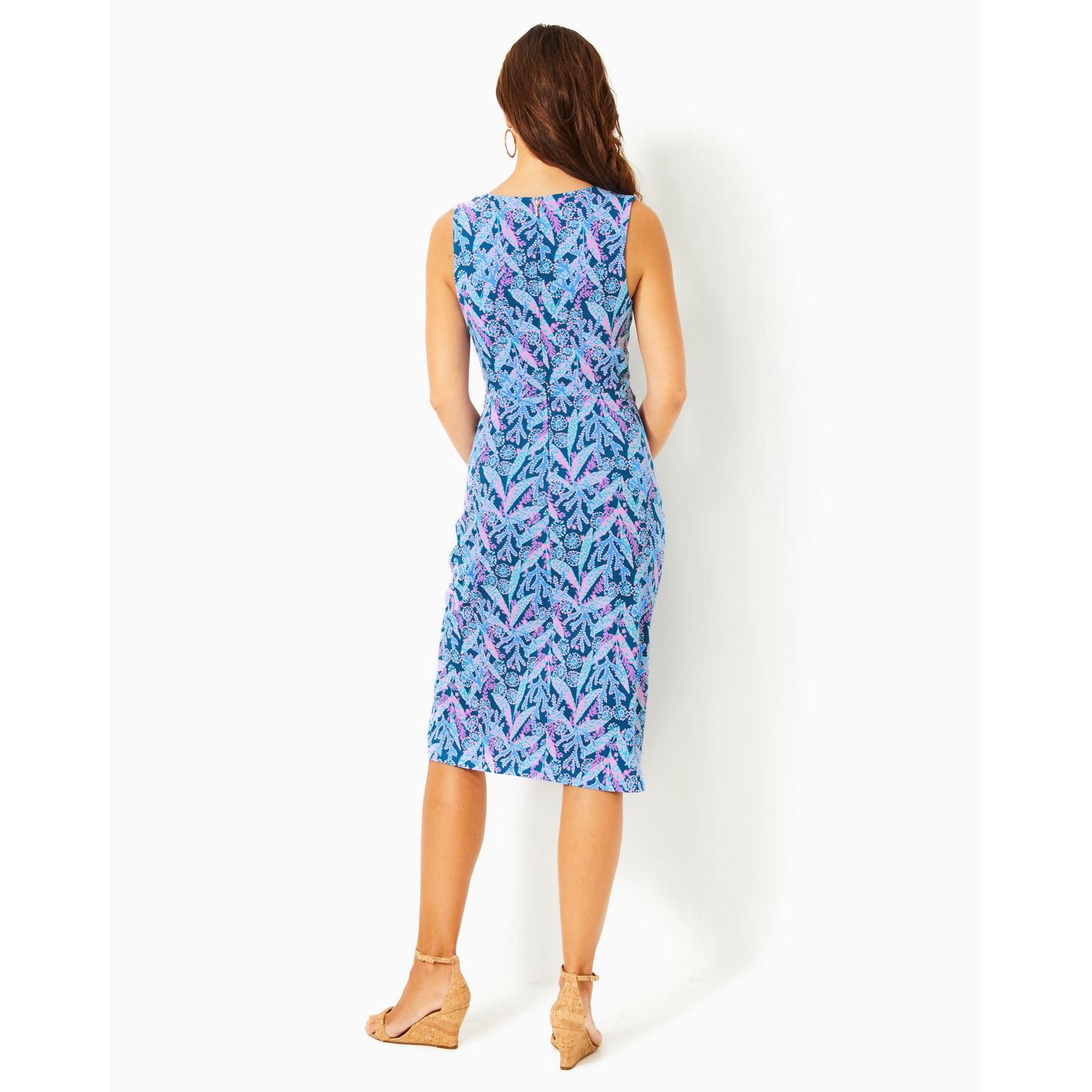 Odella V-Neck Midi Dress - Barton Blue Star Gazing